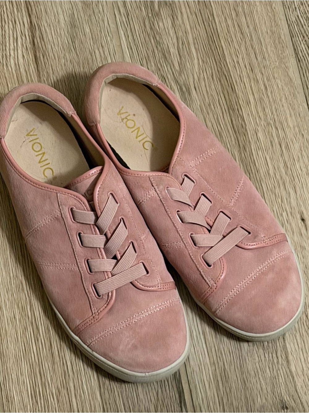 Vionic Jean Pink Suede Slip On Sneakers Tennis Shoes Size 9